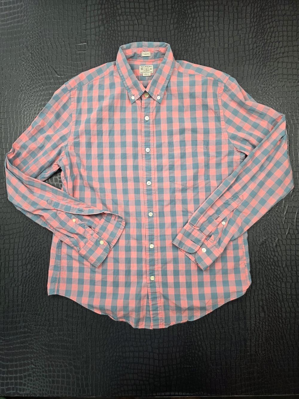 J.Crew Slim Fit Button Down Pink Grey Gingham Size Large